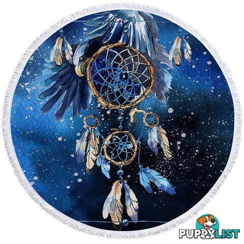 Blue Eagle Dream Catcher Beach Towel - Towel - 7427046311298