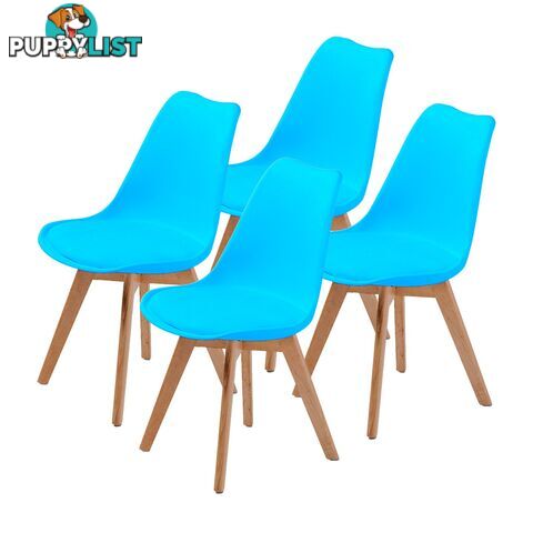 Eames PU Padded Dining Chair (4 Pcs) - Blue - Unbranded - 9352338007307