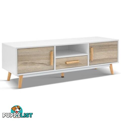 120cm Wooden Entertainment Unit - White & Wood - Artiss - 9350062149829