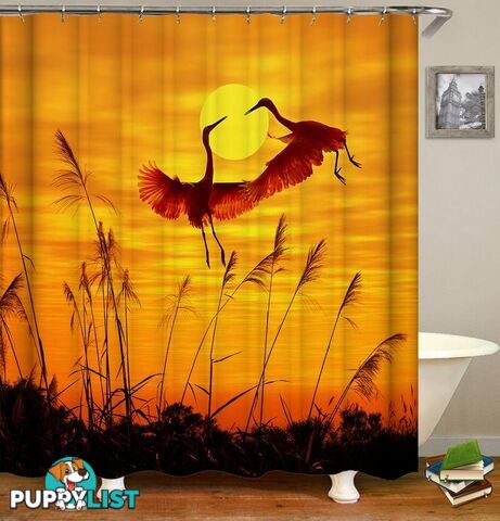 Sunset Flying Storks Shower Curtain - Curtain - 7427045925908