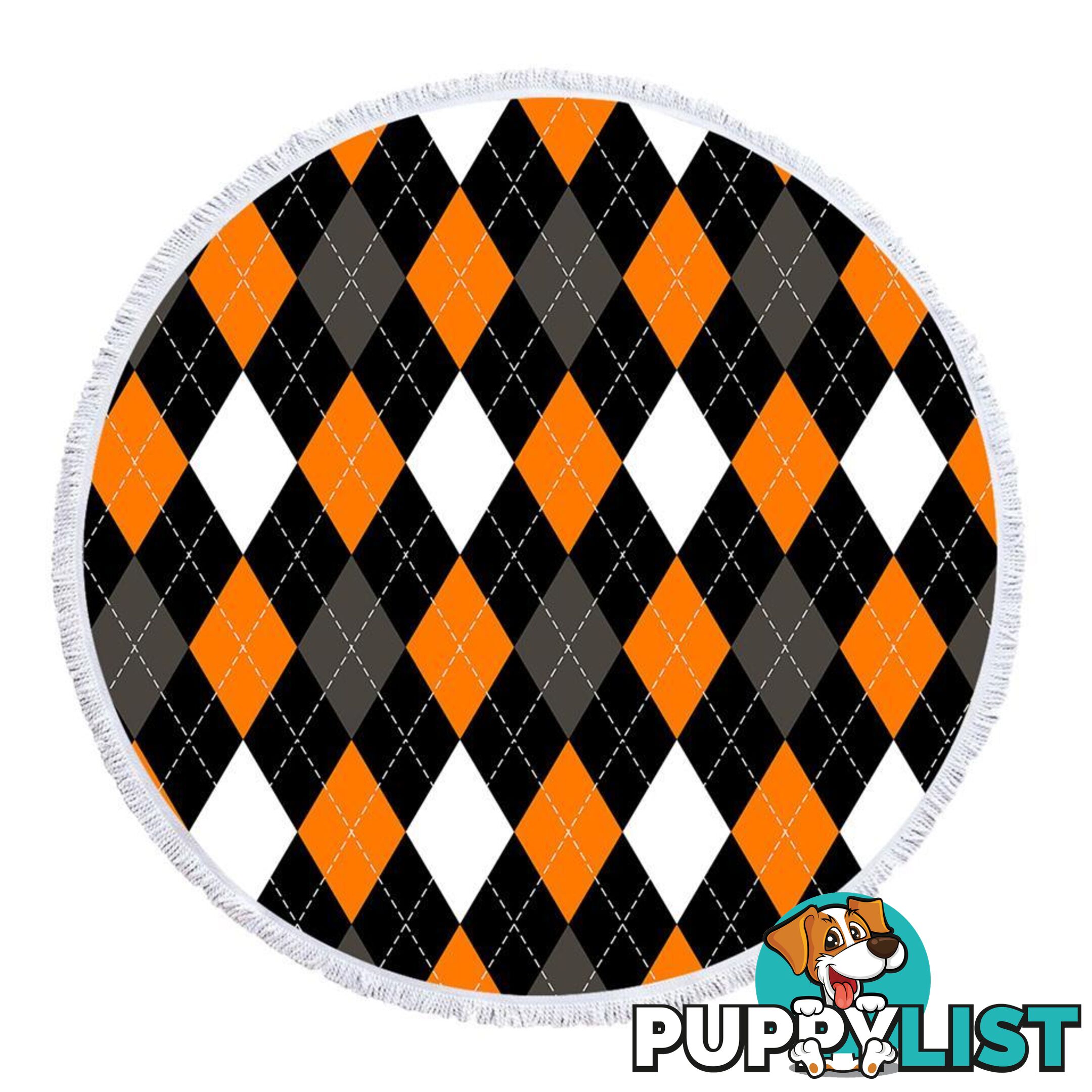 Orange and Black Diamonds Pattern Beach Towel - Towel - 7427046341585