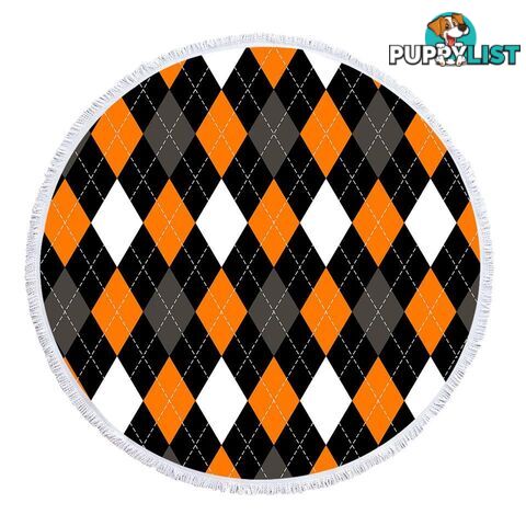 Orange and Black Diamonds Pattern Beach Towel - Towel - 7427046341585