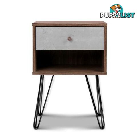 Bedside Table With Drawer Grey - Artiss - 9350062144961