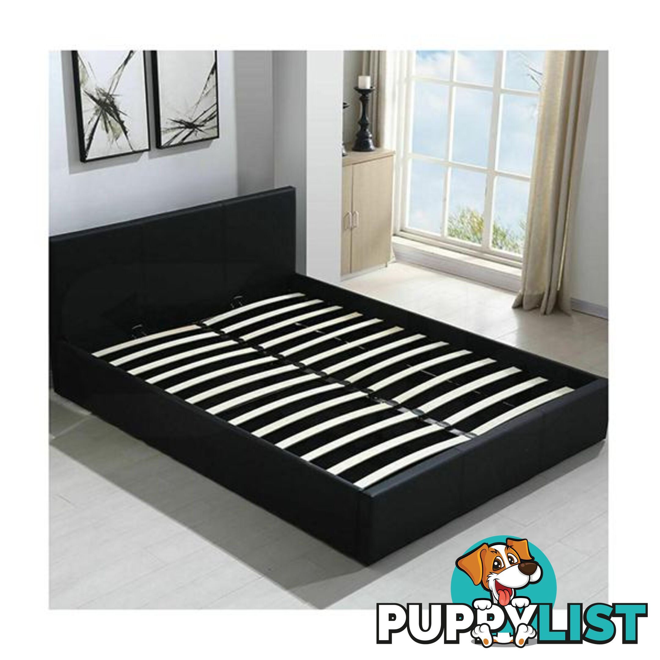 Gas Lift Bed Frame Leather Base Mattress Storage King Single Size Black - Unbranded - 787976591700