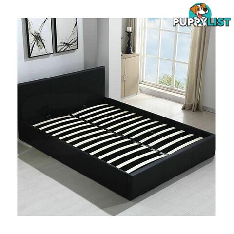 Gas Lift Bed Frame Leather Base Mattress Storage King Single Size Black - Unbranded - 787976591700