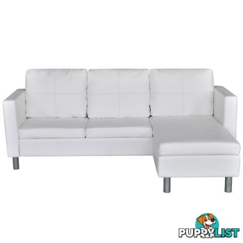 3 Seater L-shaped Sectional Artificial Leather Sofa - White - Unbranded - 4326500433664