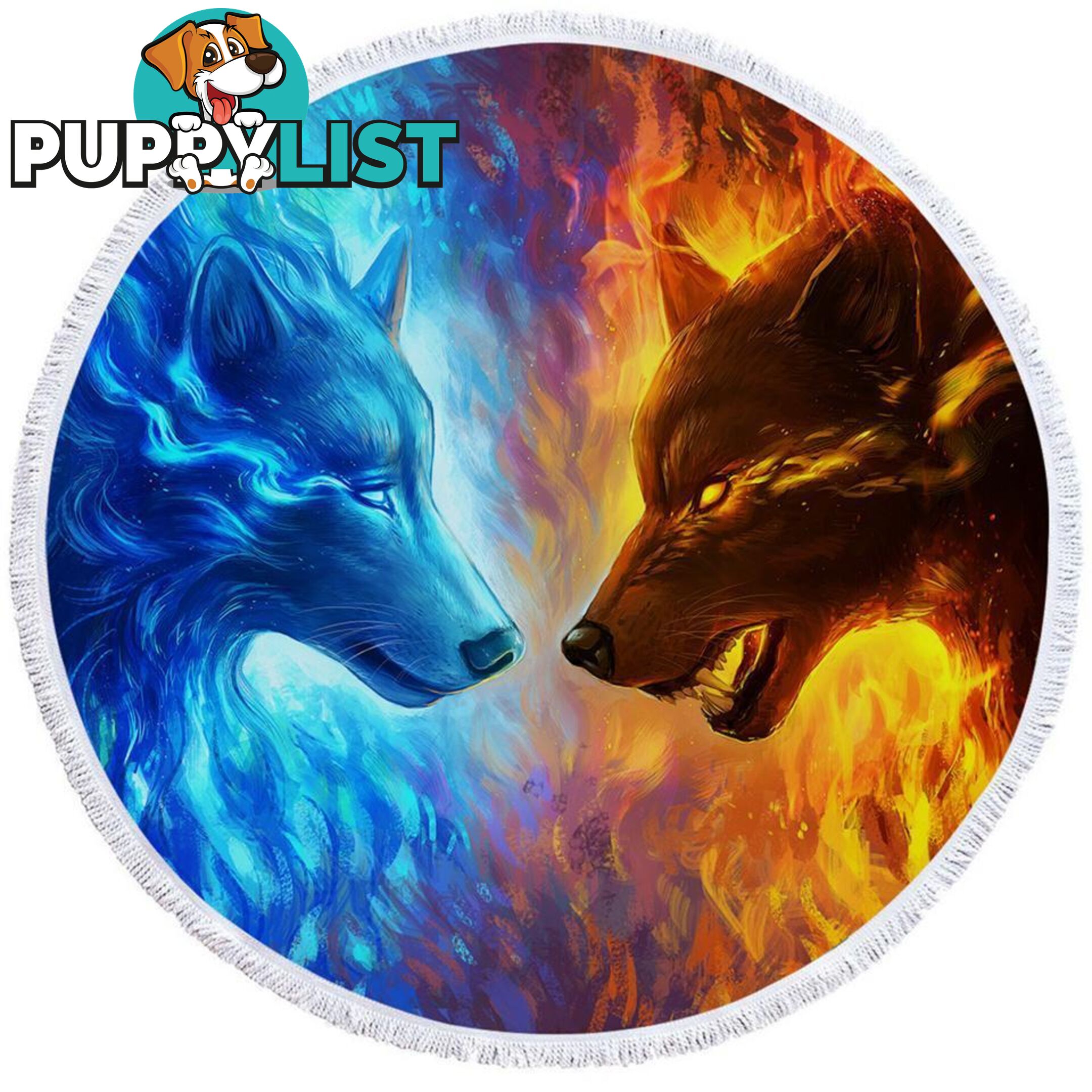 Water vs Fire Wolfs Beach Towel - Towel - 7427046329804