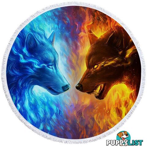 Water vs Fire Wolfs Beach Towel - Towel - 7427046329804