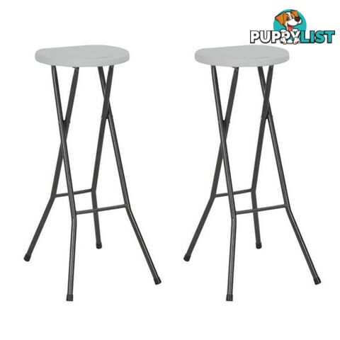 Folding Bar Stools 2 Pcs Hdpe And Steel White - Unbranded - 8718475623663