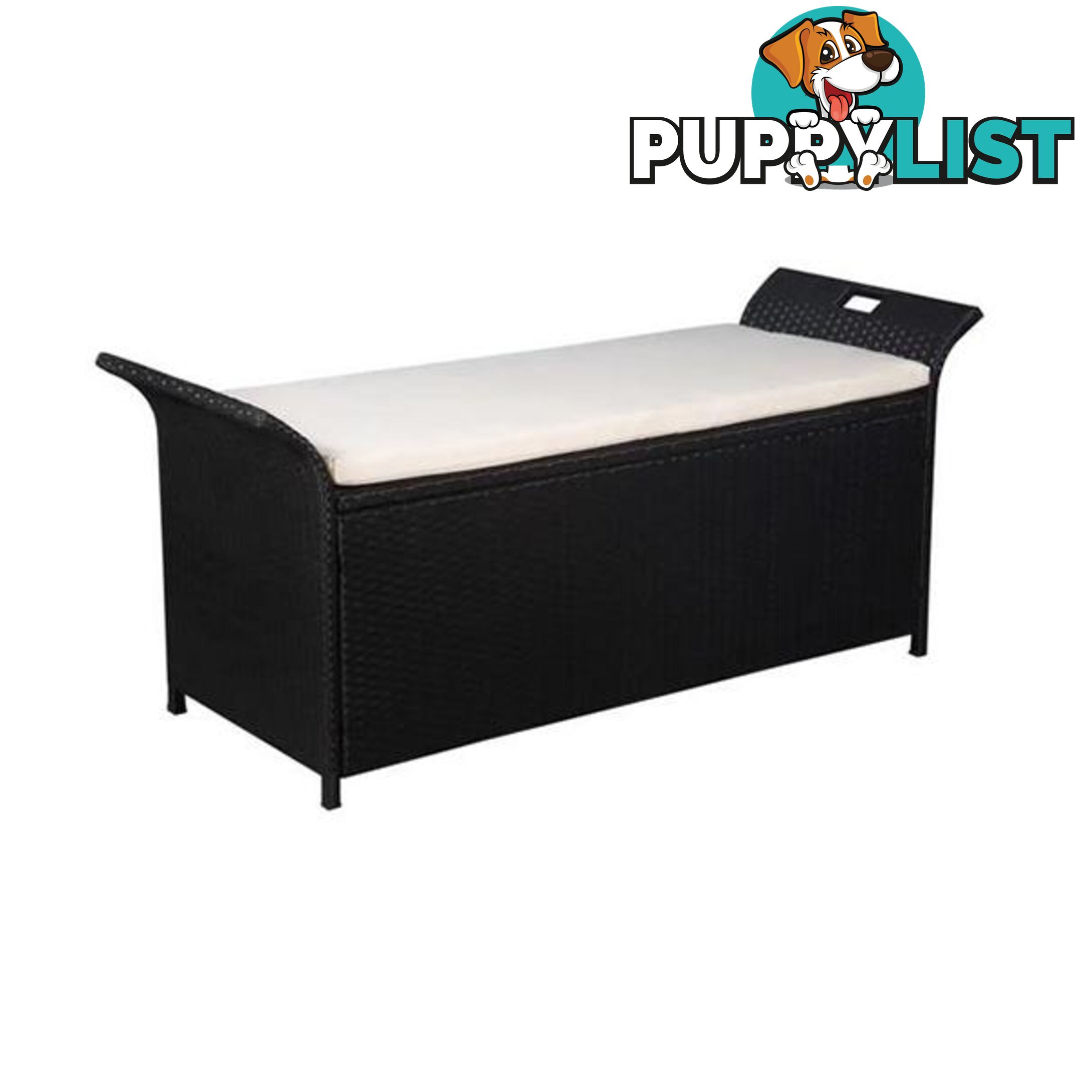 Storage Bench With Cushion 138 Cm Poly Rattan Black - Unbranded - 8718475612636