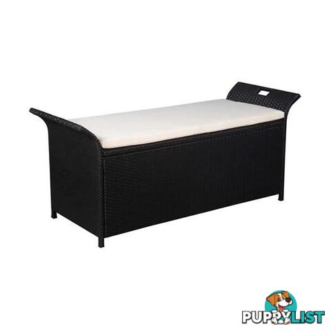 Storage Bench With Cushion 138 Cm Poly Rattan Black - Unbranded - 8718475612636