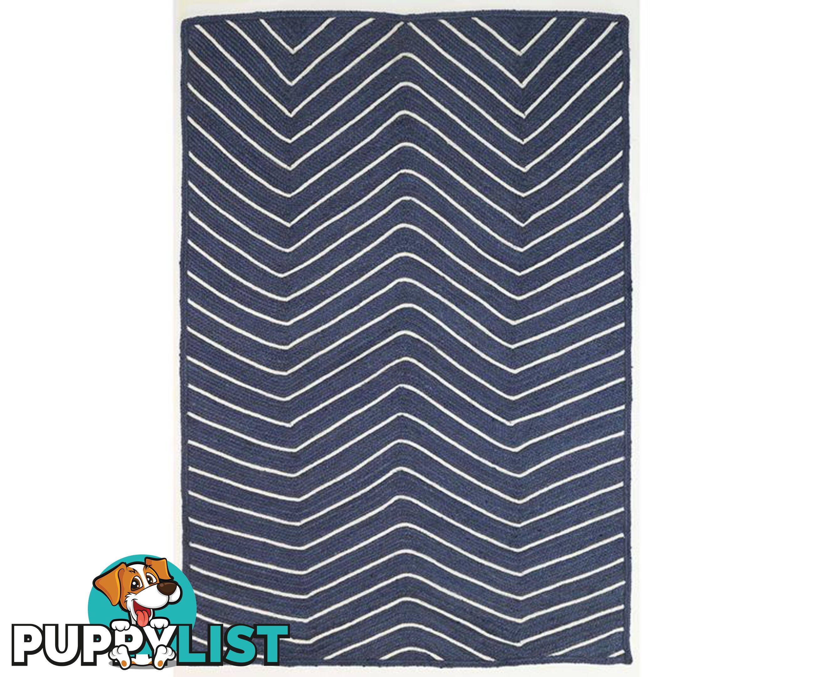 Artisan Natural Chevron Navy Rug - Unbranded - 9476062046422