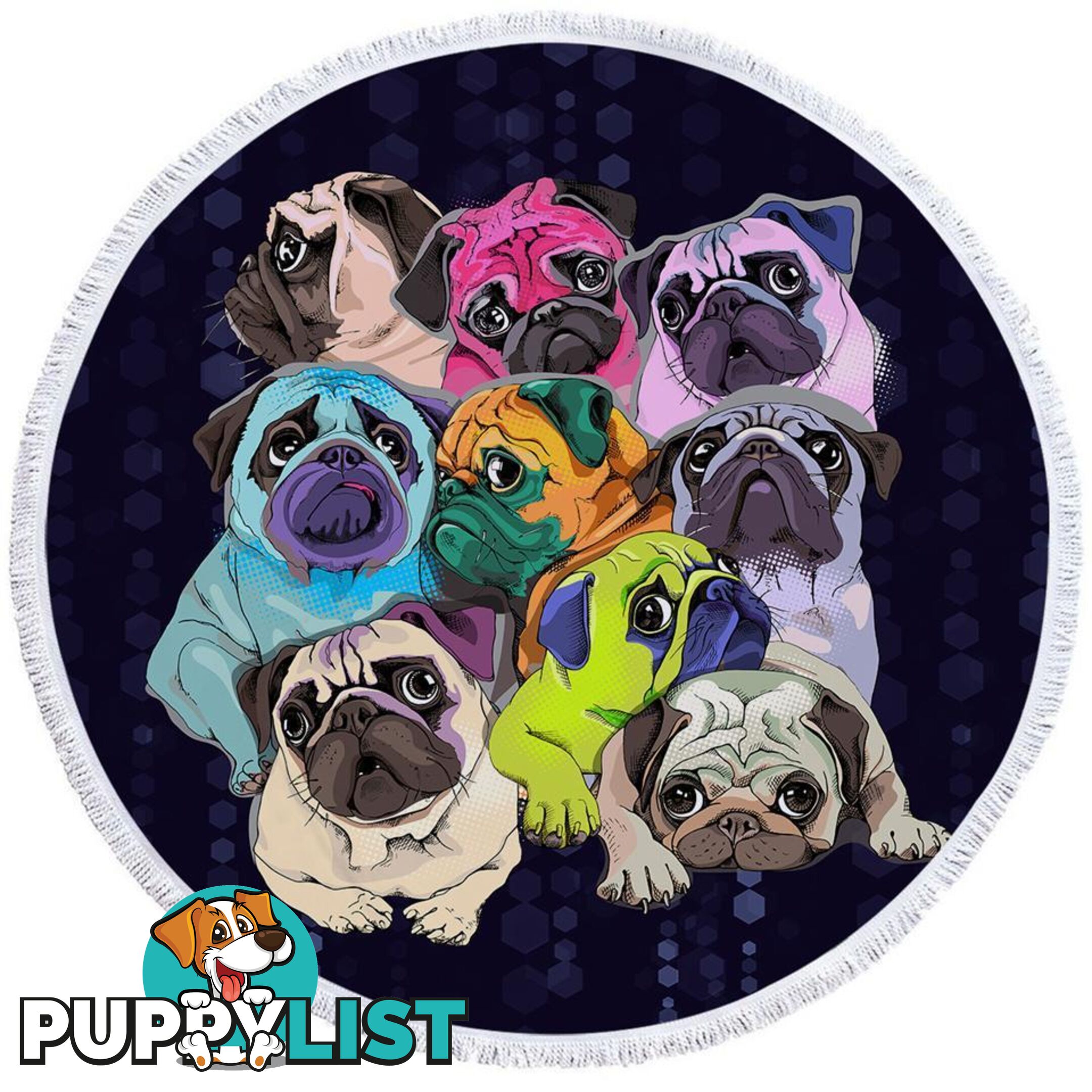 Adorable Pugs Beach Towel - Towel - 7427046310048