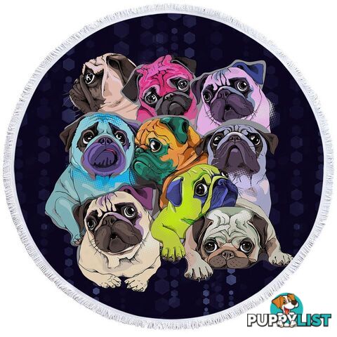 Adorable Pugs Beach Towel - Towel - 7427046310048