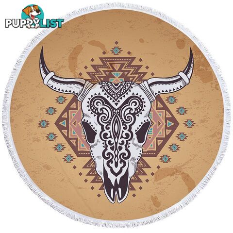 Indian Bull Skull Beach Towel - Towel - 7427046306669