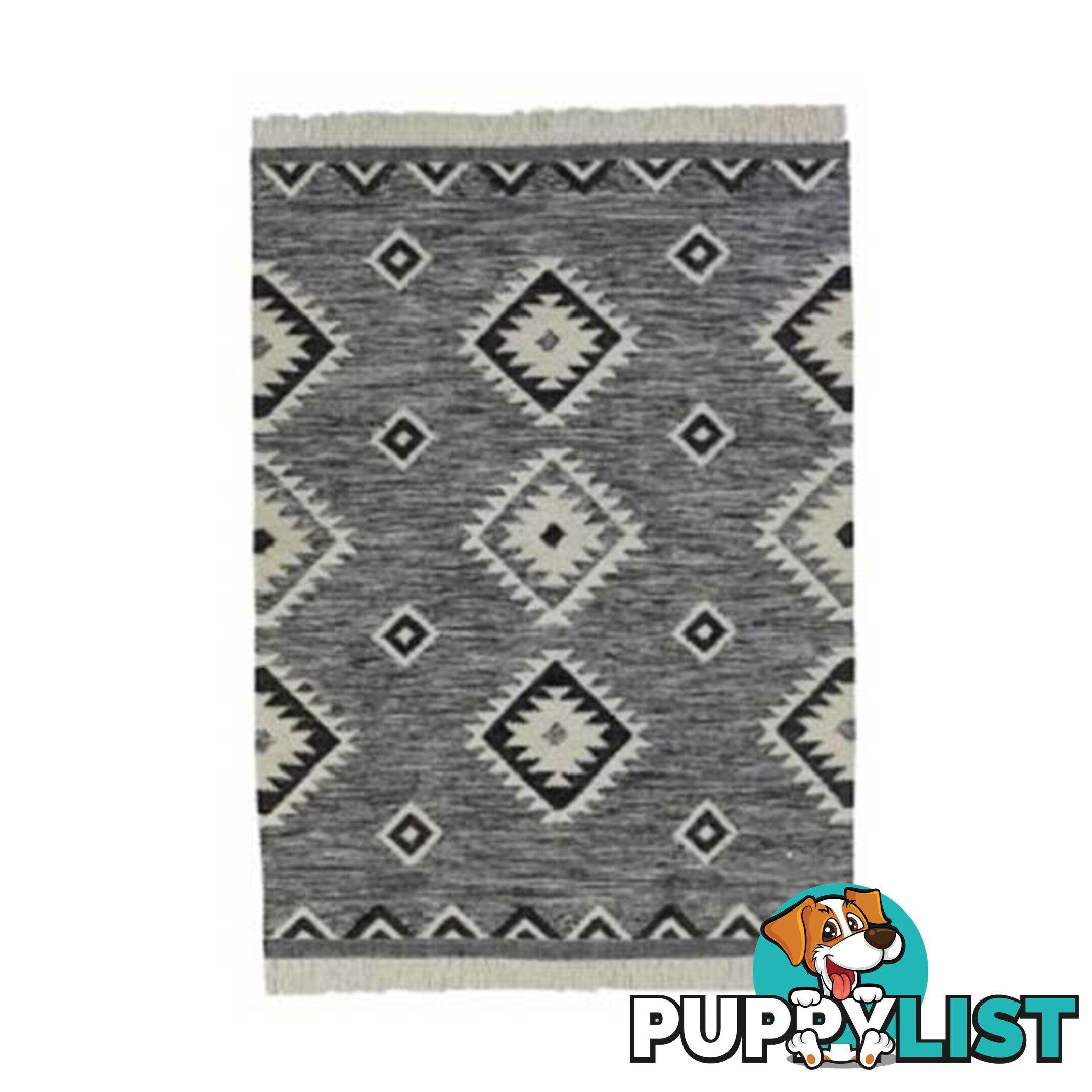 Black And White Tunisia Flatwoven Rug 180 X 270 Cm - Unbranded - 7427046217071