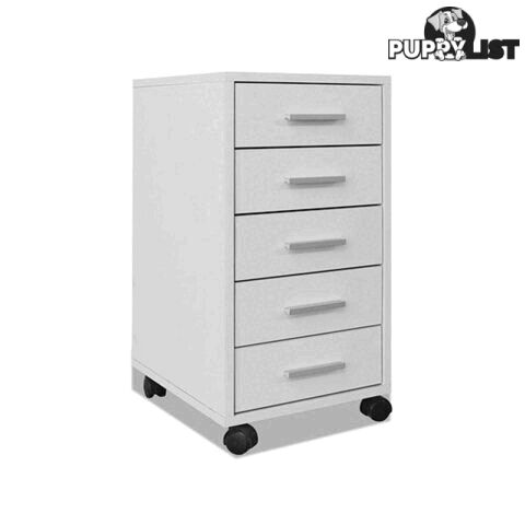 Office Drawer Unit With Castors 5 Drawers White - Drawer - 8718475977438