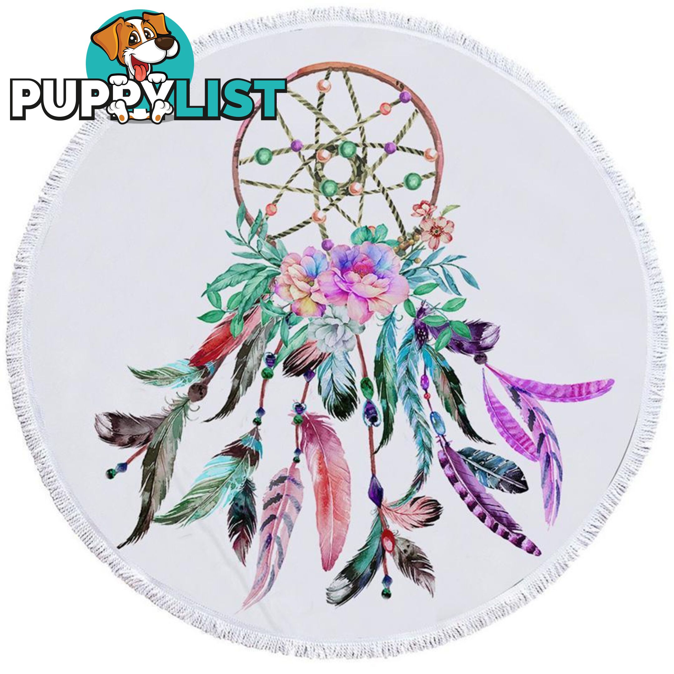 Multi Colored Feathers Dream Catcher Beach Towel - Towel - 7427046314329