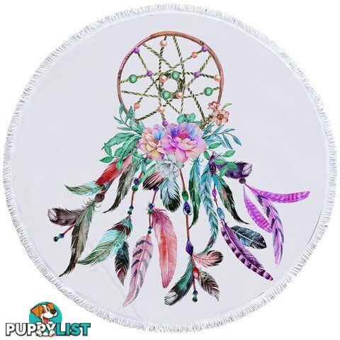 Multi Colored Feathers Dream Catcher Beach Towel - Towel - 7427046314329