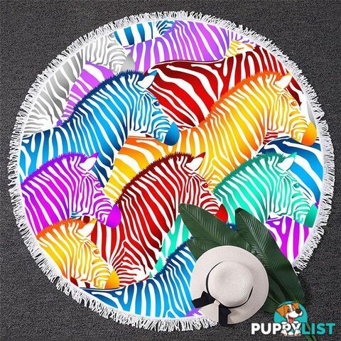 Multi Colored Zebras Beach Towel - Towel - 7427046332996