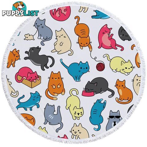 Multi Colored Cats Drawings Beach Towel - Towel - 7427046307451