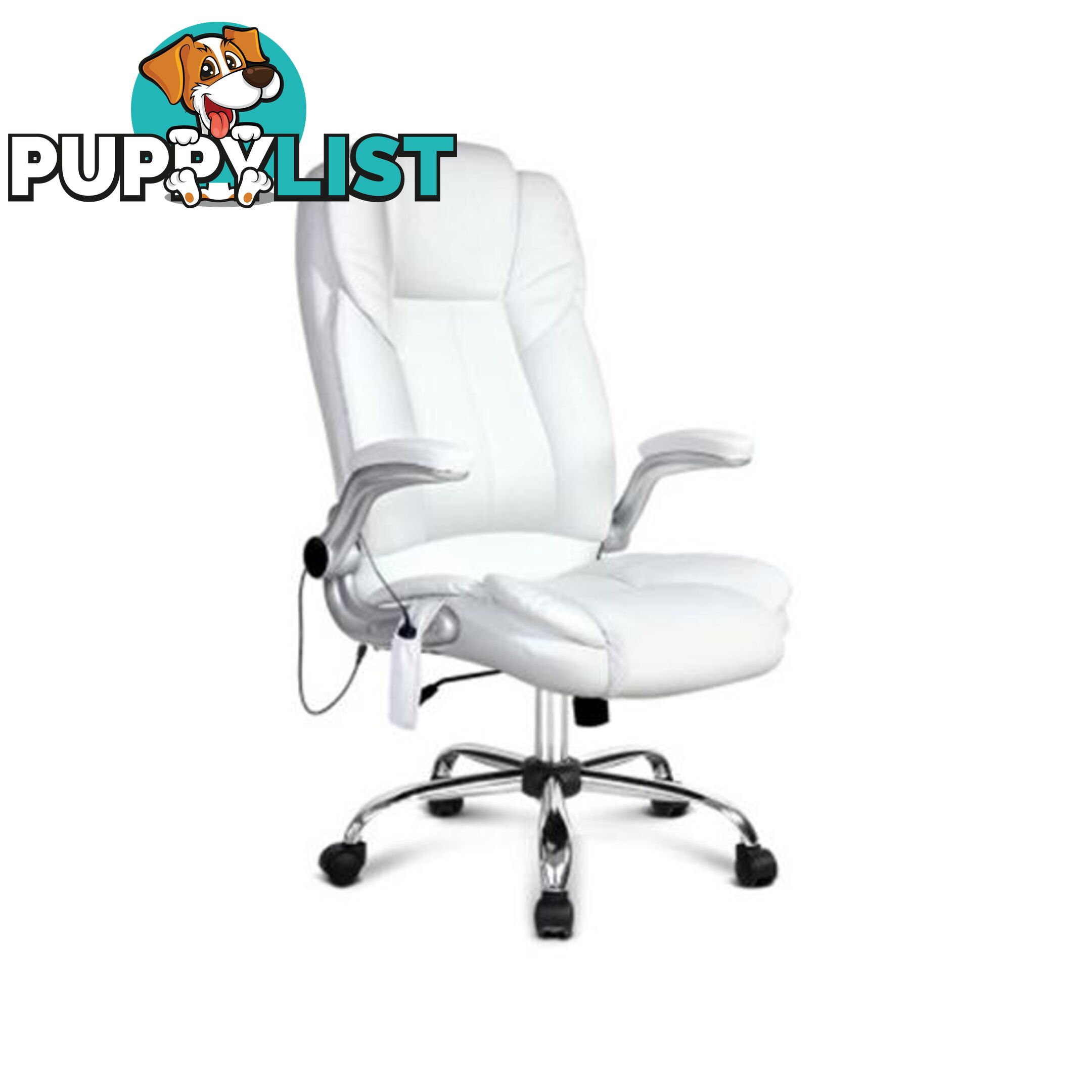 PU Leather 8 Point Massage Office Chair - White - Unbranded - 9350062191415