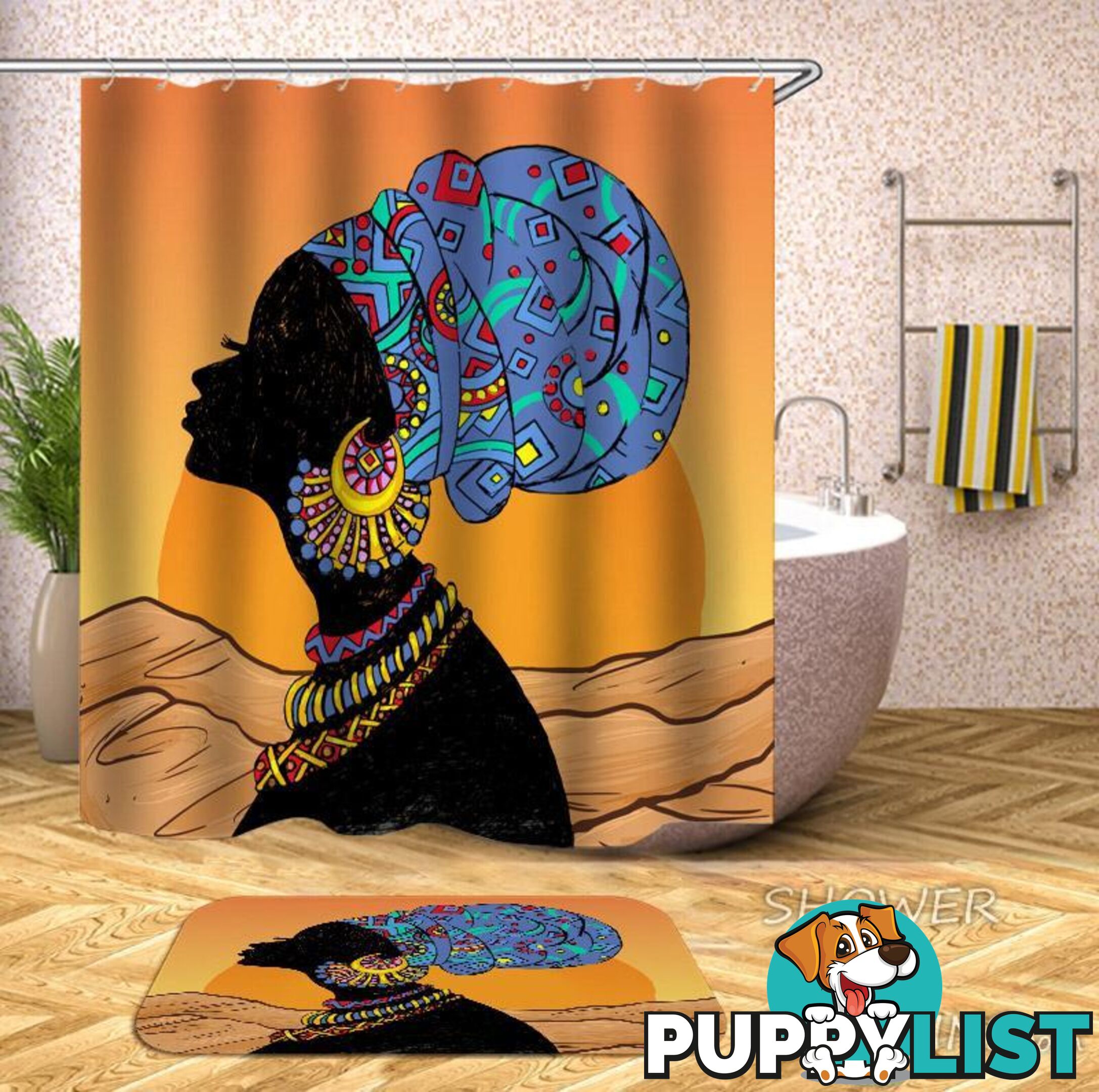 Sunny African Lady Shower Curtain - Curtain - 7427046230773