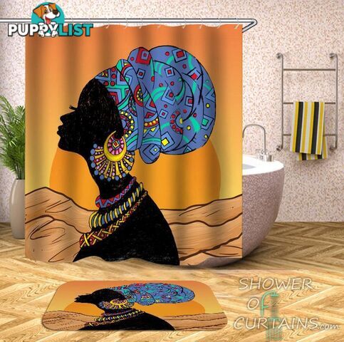 Sunny African Lady Shower Curtain - Curtain - 7427046230773