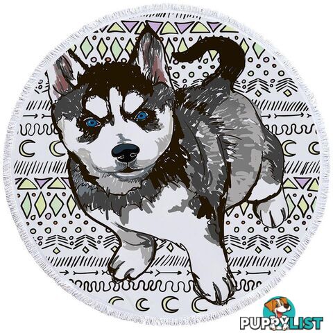 Husky Puppy Beach Towel - Towel - 7427046316118