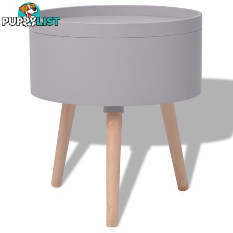 Round Side Table With Serving Tray 39.5 x 44.5 Cm - Grey - Unbranded - 4326500437235