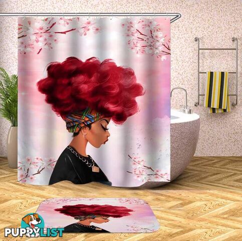 Pinkish Beautiful Black Girl Shower Curtain - Curtain - 7427046132640