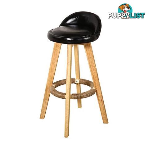 2X Levede Leather Swivel Bar Stool Kitchen Stool Dining Chair Black - Levede - 766008425992