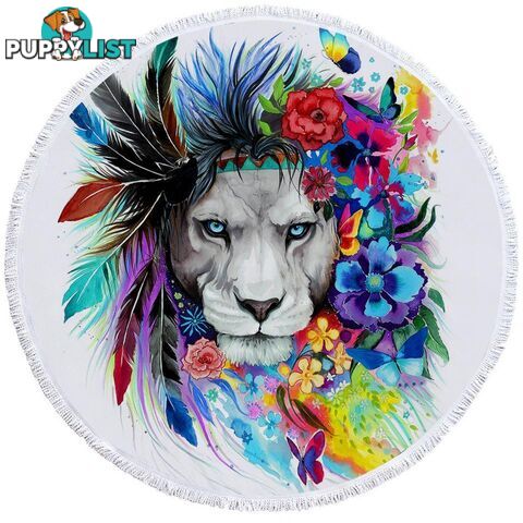 Floral Lion Beach Towel - Towel - 7427046330428