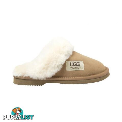 UGG Merino Sheepskin Fur Trim Scuff Memory Foam Chestnut - UGG - 822427524071