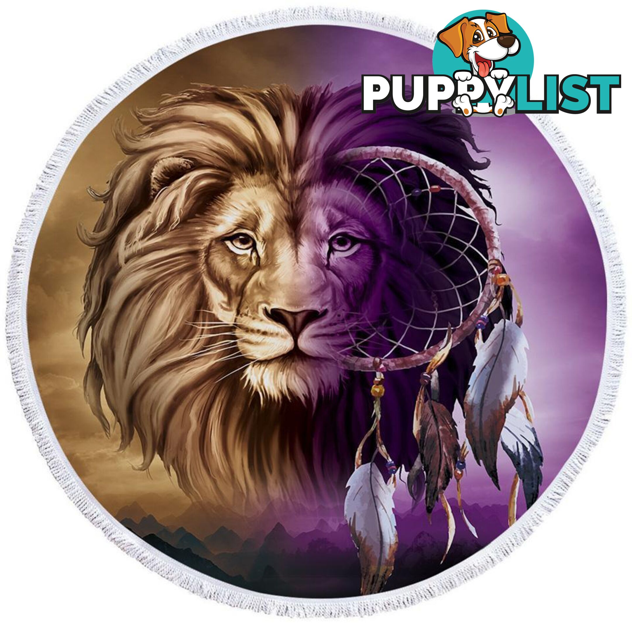 Dream Catcher Lion Beach Towel - Towel - 7427046312110