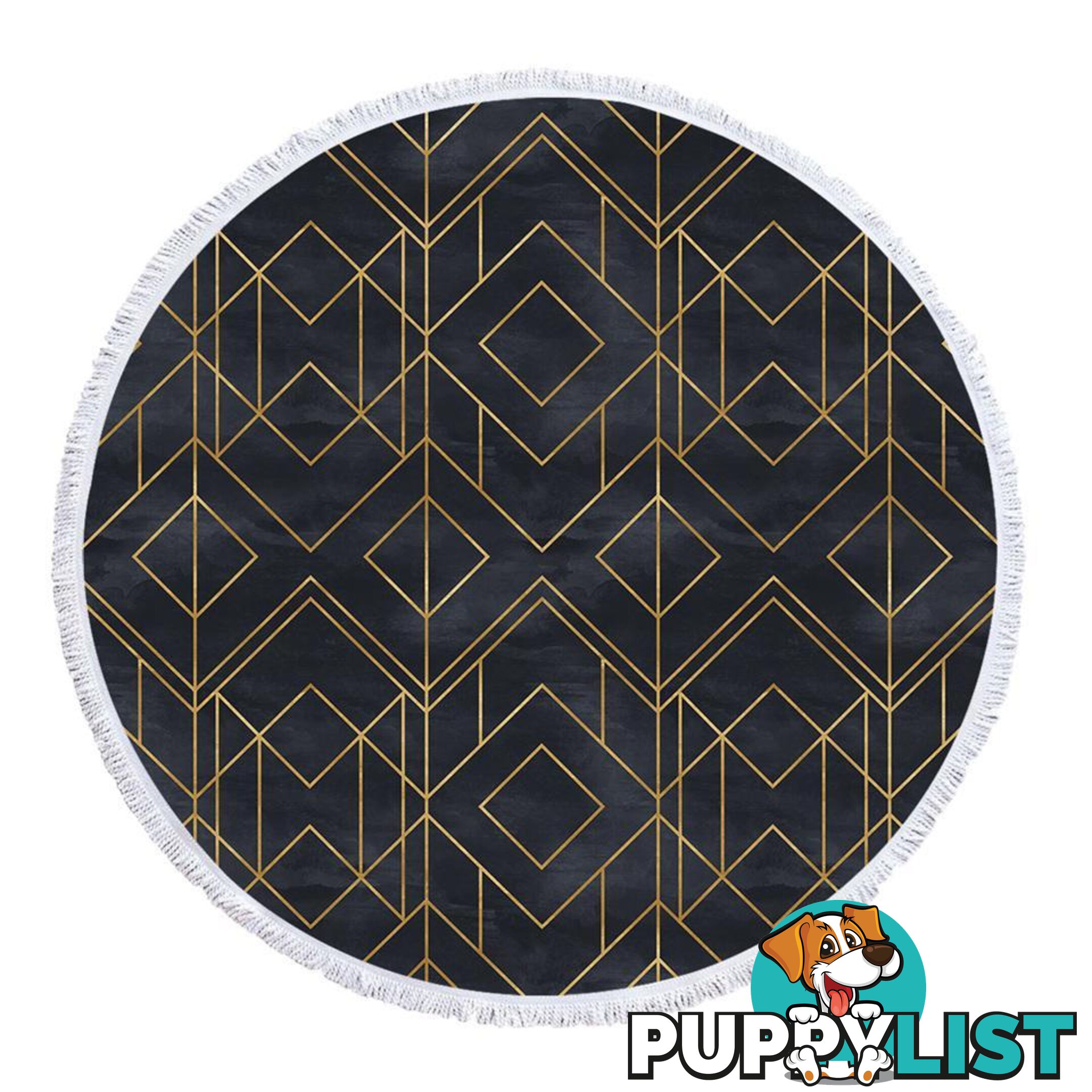 Golden Geometric Over Dark Beach Towel - Towel - 7427046341738