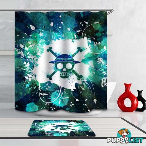 Turquoise And Teal Danger Skull Shower Curtain - Curtain - 7427046056144