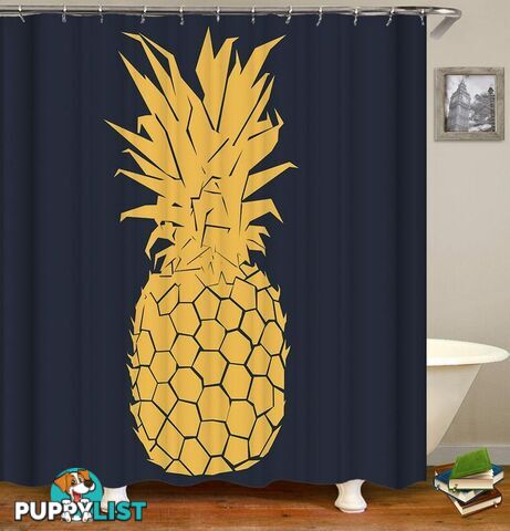 Black Background ft Yellow Pineapple Shower Curtain - Curtain - 7427045944176