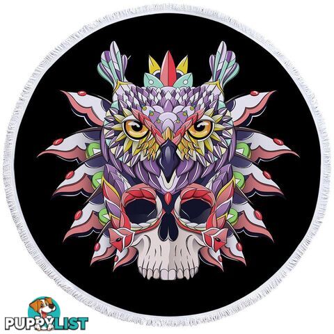 Colorful Owl and Skull Beach Towel - Towel - 7427046311052