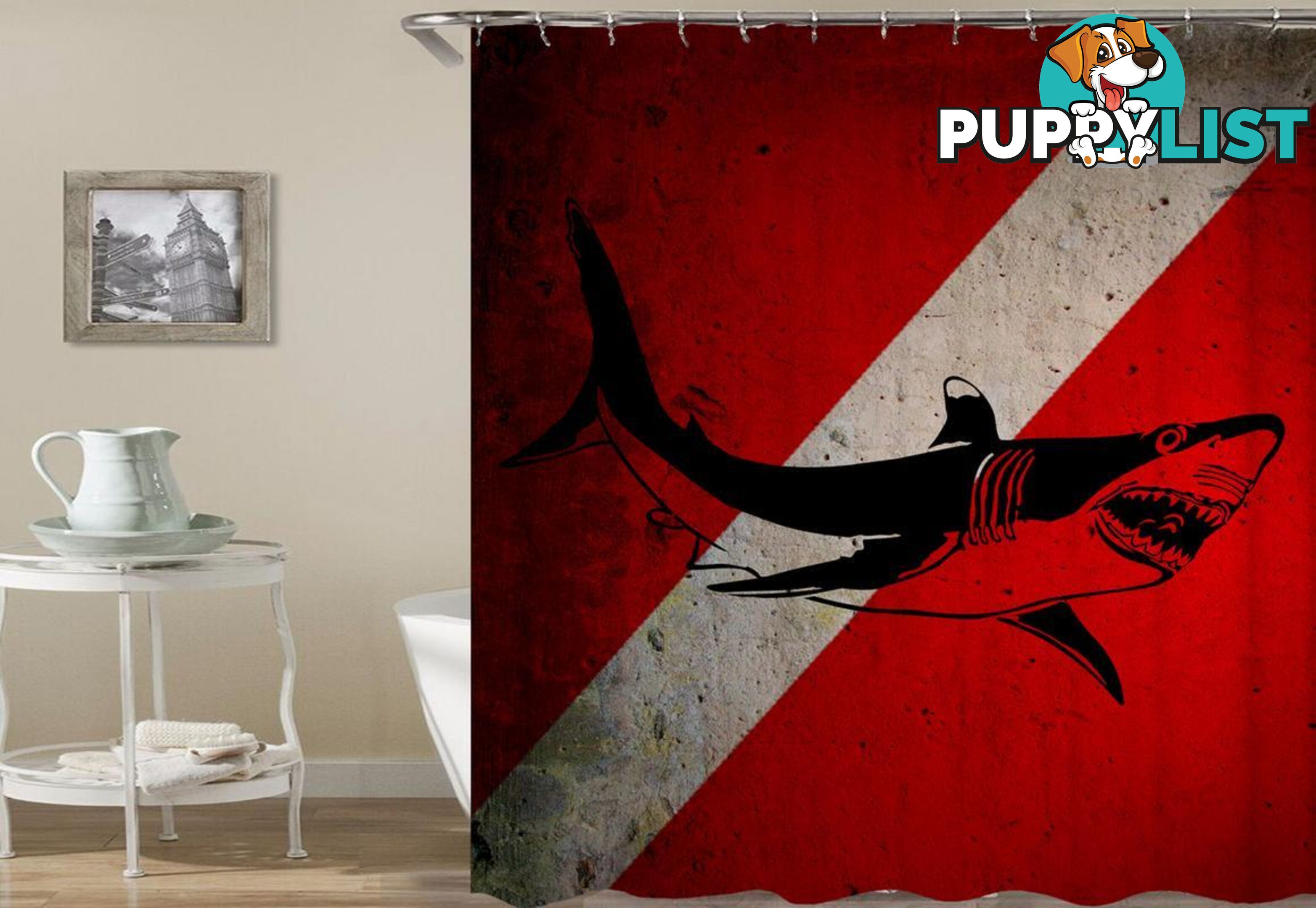 Shark Danger Shower Curtain - Curtain - 7427046044790