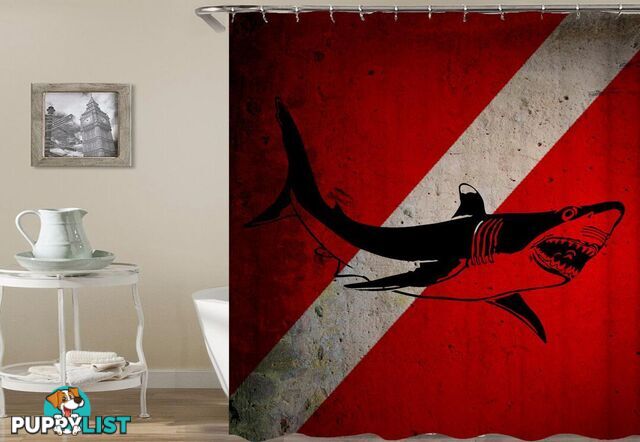 Shark Danger Shower Curtain - Curtain - 7427046044790