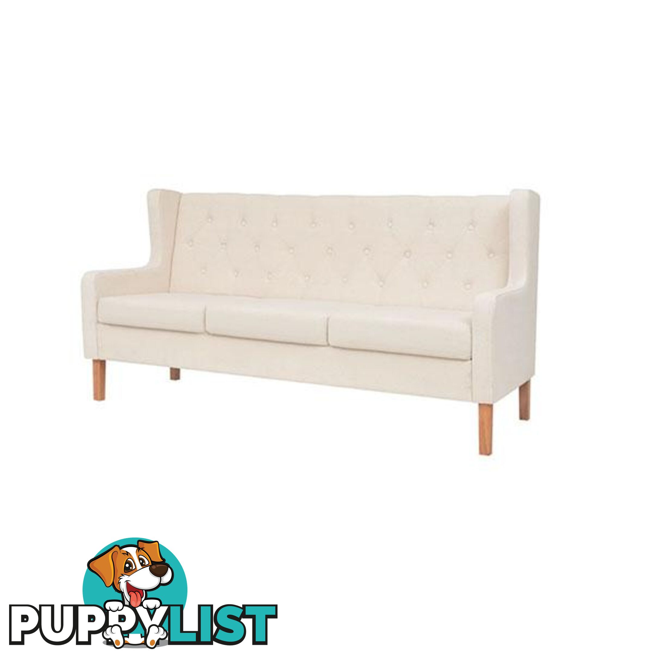 3 Seater Sofa Fabric Cream White - Unbranded - 8718475577102