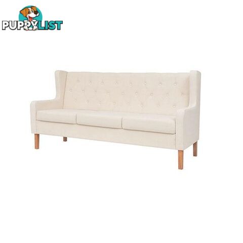 3 Seater Sofa Fabric Cream White - Unbranded - 8718475577102