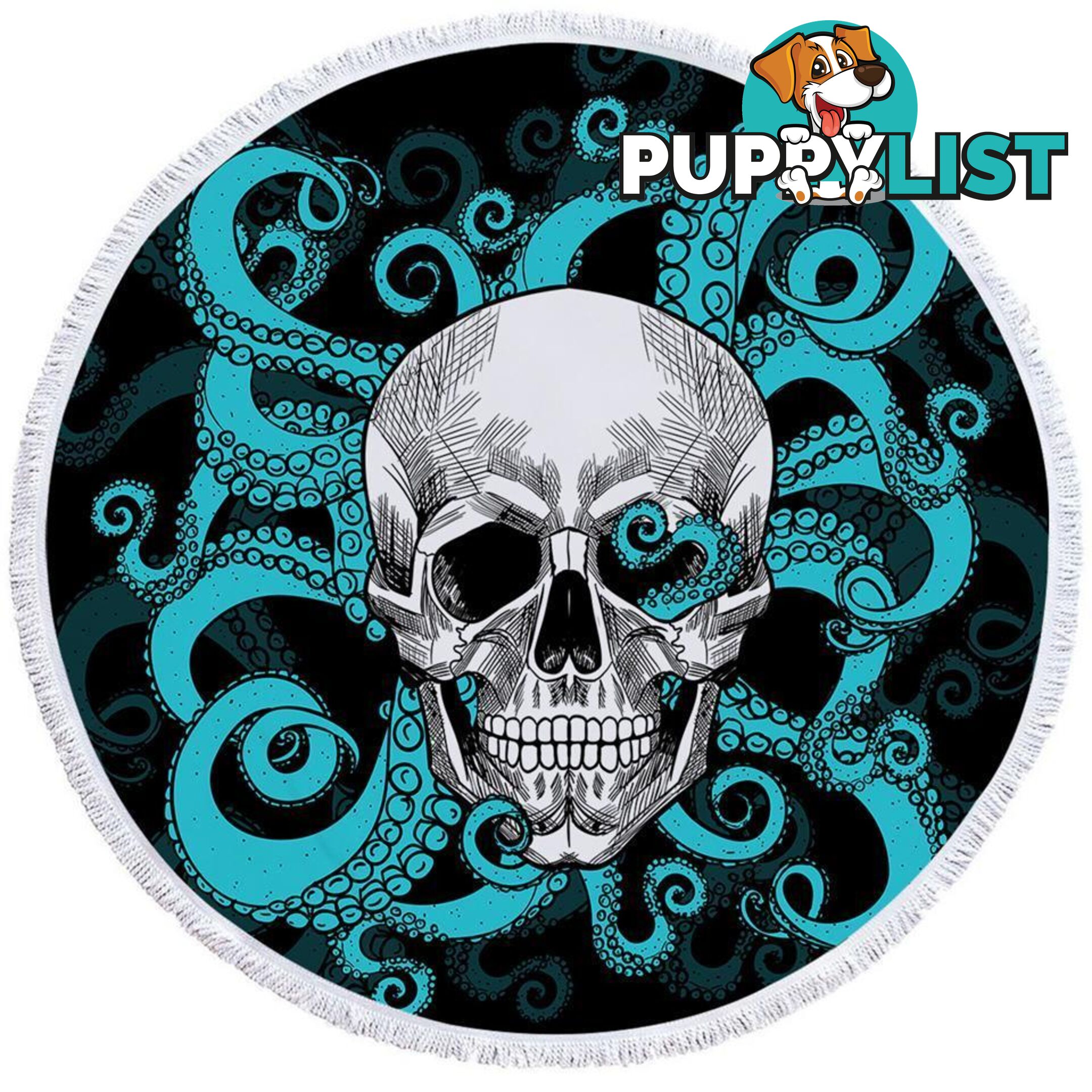 Skulls and Turquoise Octopus Beach Towel - Towel - 7427046322072