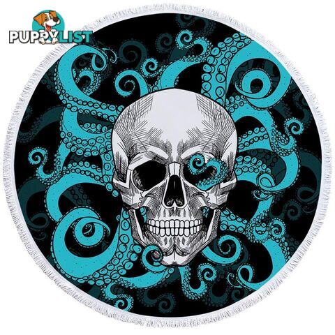 Skulls and Turquoise Octopus Beach Towel - Towel - 7427046322072