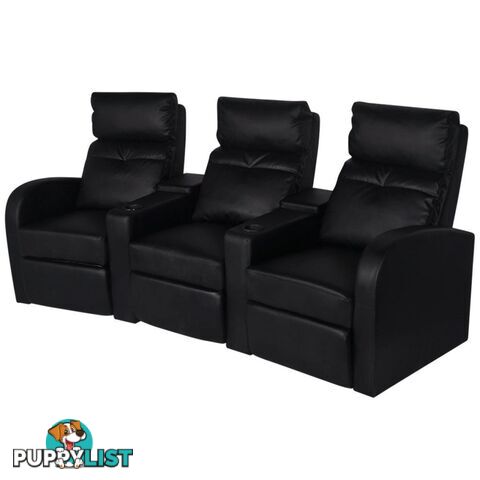 3-Seat Artificial Leather Recliner - Black - Unbranded - 4326500433718