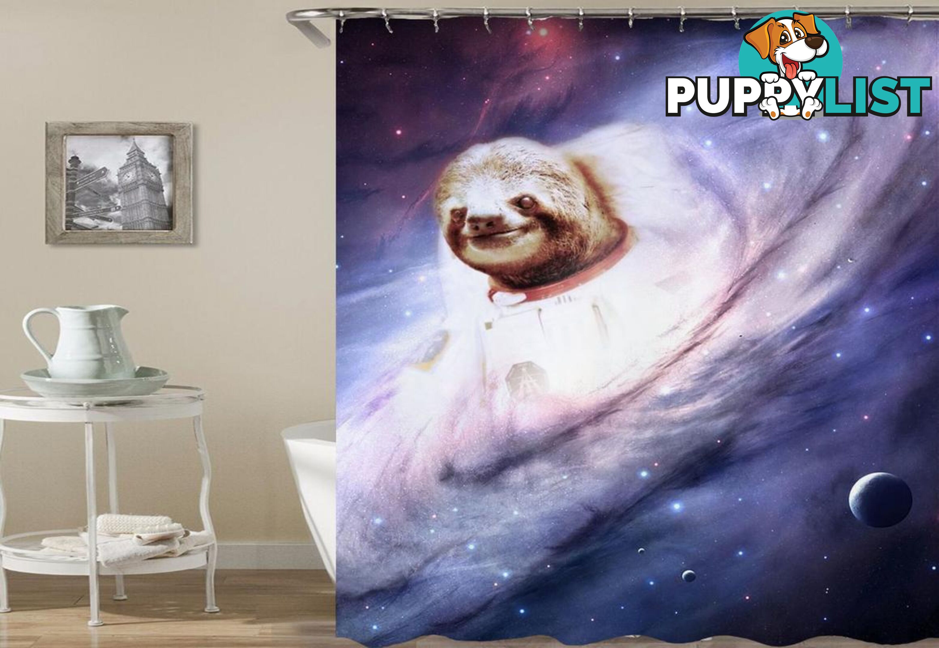 Sloth In The Milky Way Shower Curtain - Curtain - 7427045928558