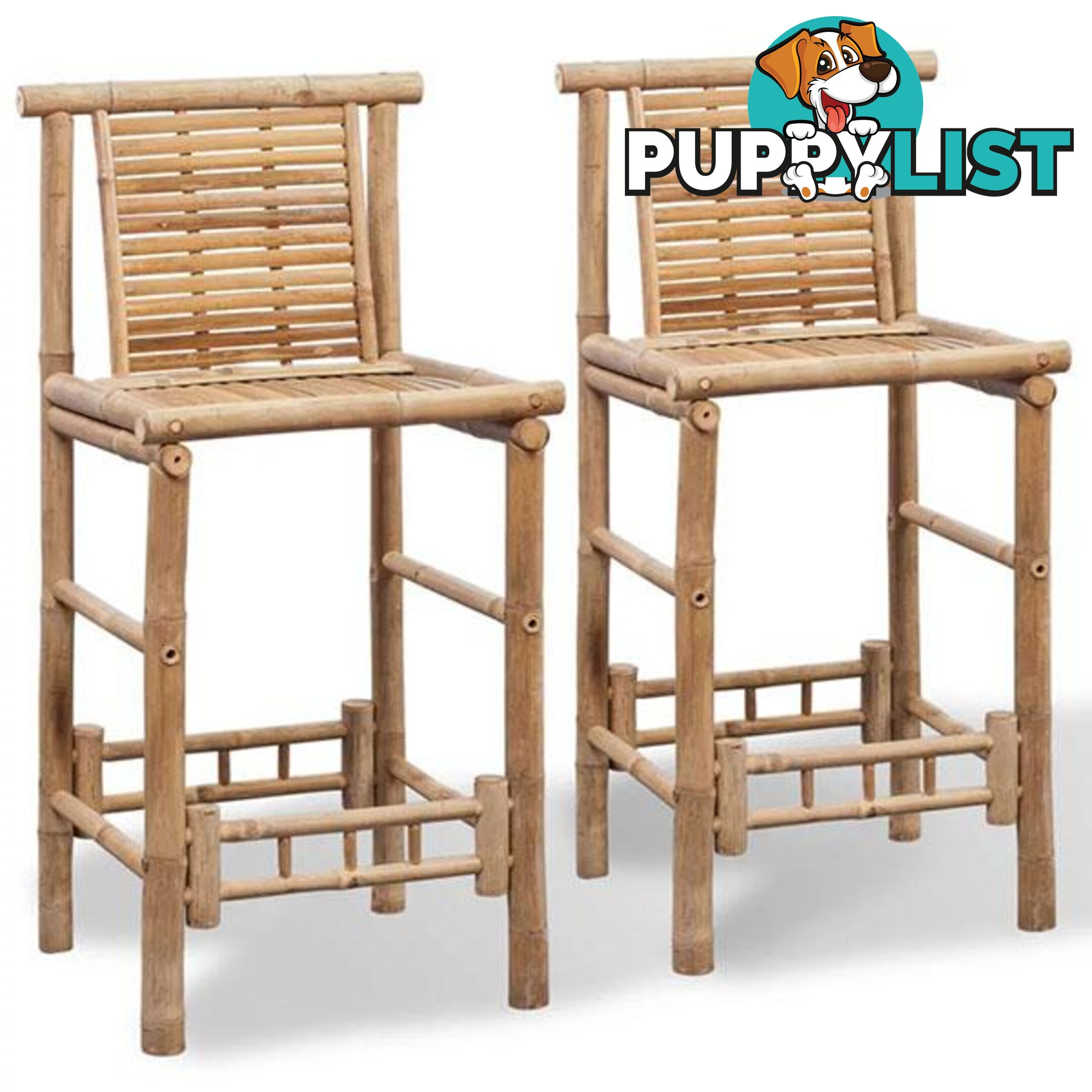 2 Pieces Bamboo Bar Stools Bamboo - Unbranded - 7427046238236