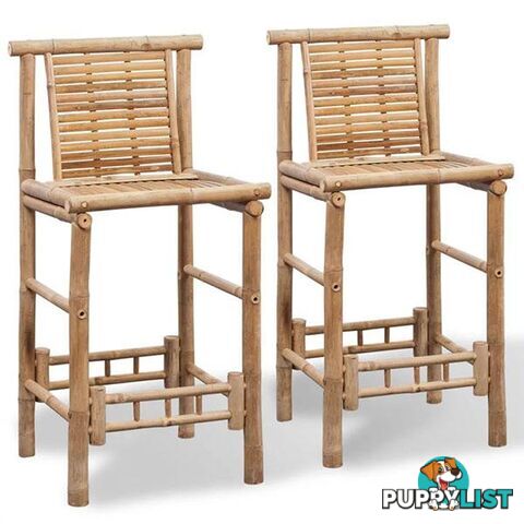 2 Pieces Bamboo Bar Stools Bamboo - Unbranded - 7427046238236