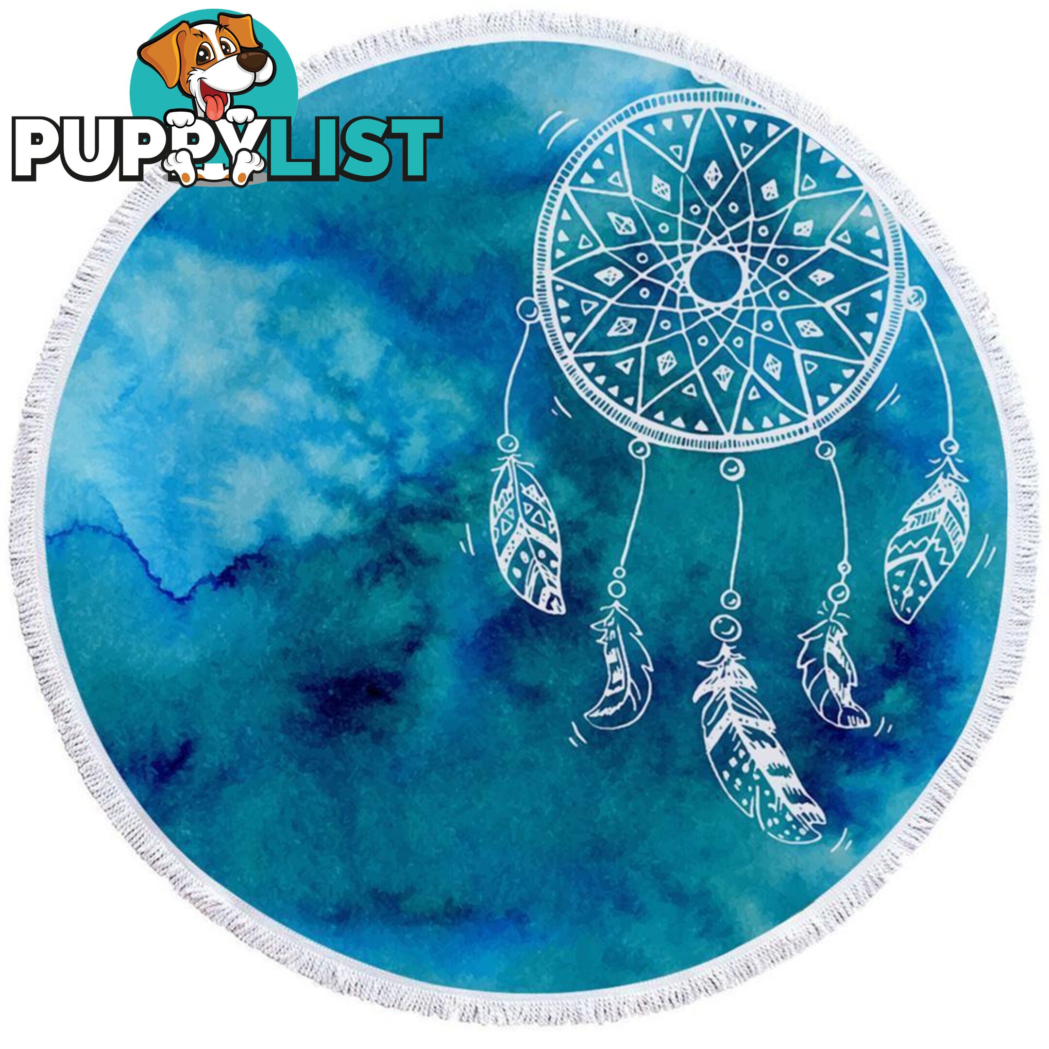 Blue Background Dream Catcher Beach Towel - Towel - 7427046311540